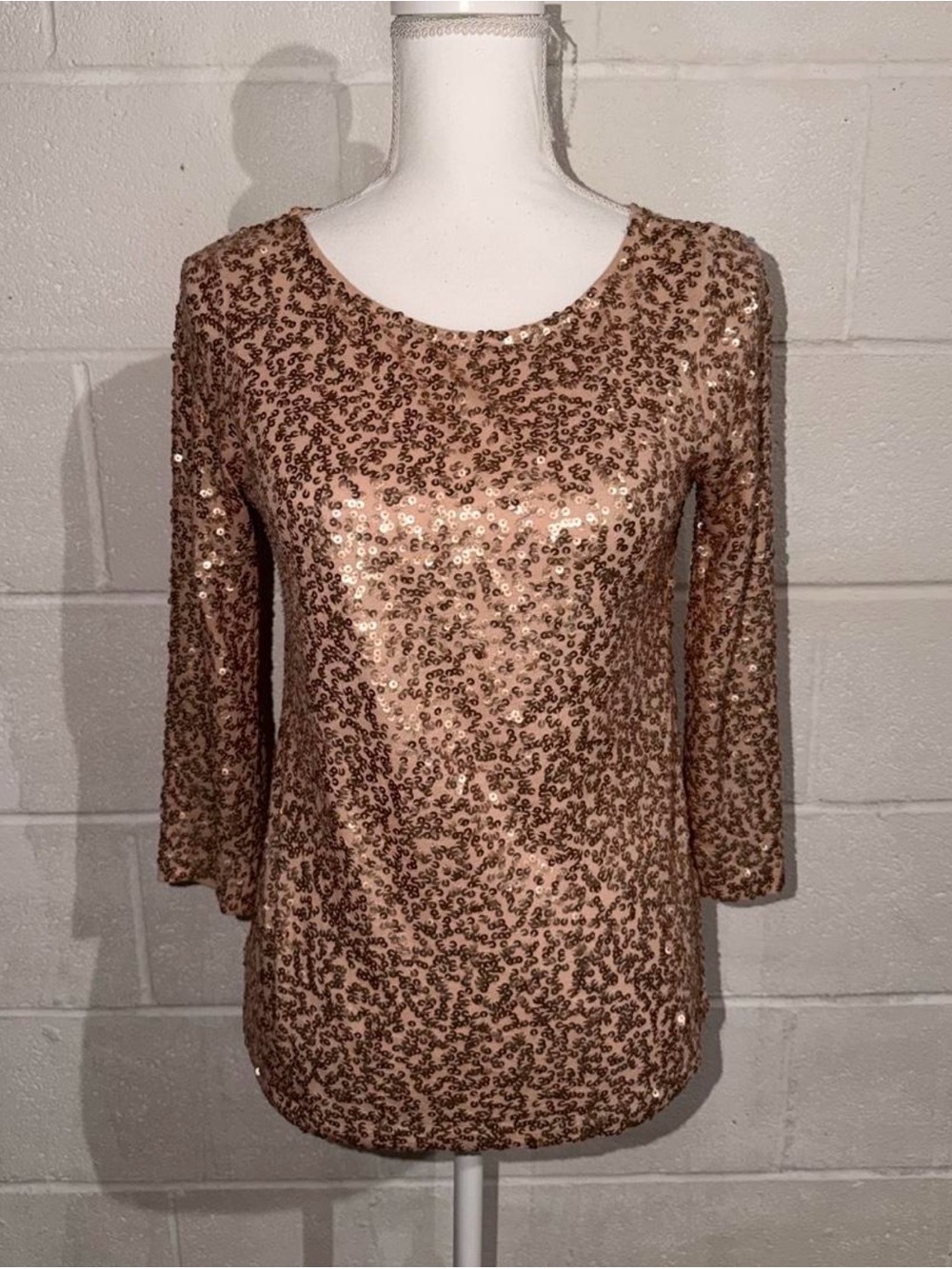 J. Crew Rose Gold Sequin Long Sleeve Top
